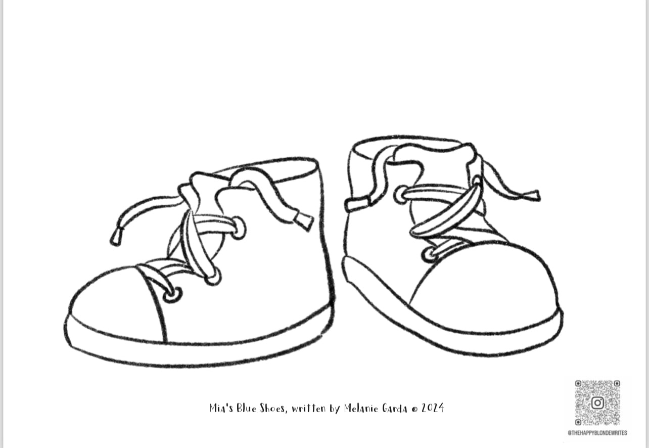 Color Mia's Blue Shoes activity sheet preview